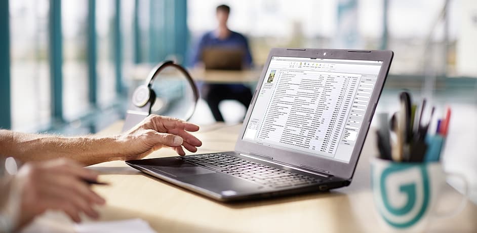 BoNus Start für Buchhandlungen Laptop mit BoNus Start auf dem Screen