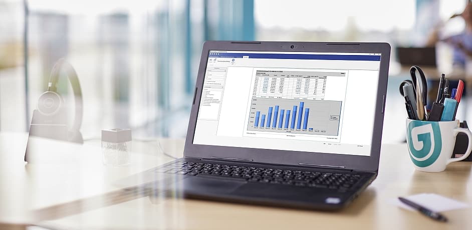 BoNus Warenwirtschaft für Buchhandlungen Ein Laptop mit BoNus Warenwirtschaft auf dem Screen