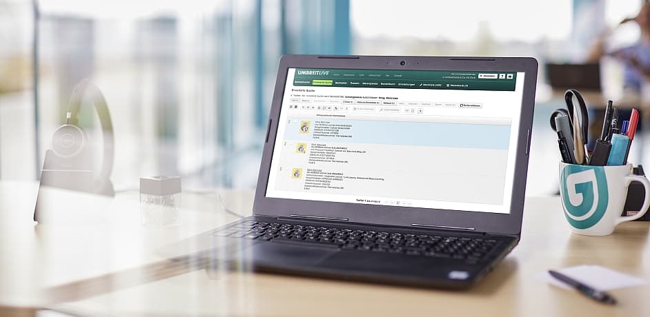 UmbreitLive Bibliographie Ein Laptop mit UmbreitLive auf dem Screen
